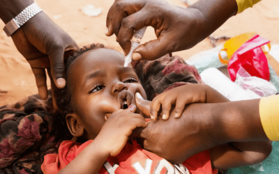 A child in Sudan is vaccinated against Polio